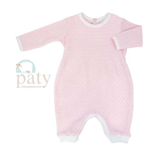 Paty Pink Knit Long Sleeve Romper