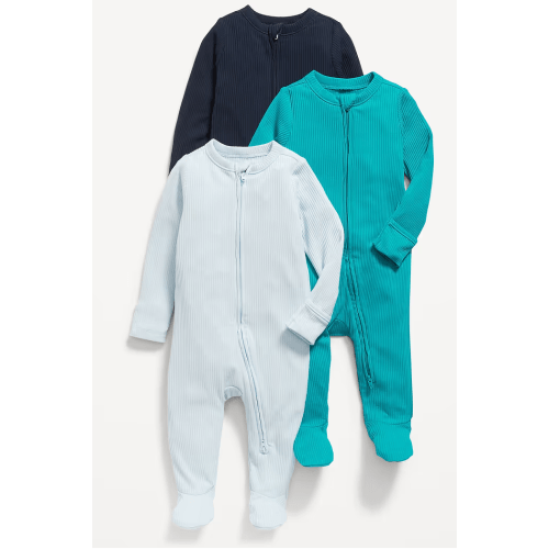 Unisex 2-Way-Zip Sleep & Play Footed One-Piece 3-Pack for Baby