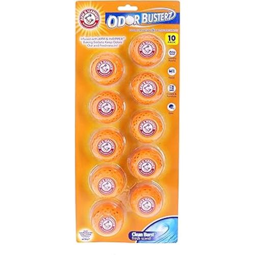 Arm & Hammer OdorBusterz® Odor Eliminator Balls, Clean Burst, 10 Count – Baking Soda Odor Control for Closets, Drawers, Hampers & Small Spaces
