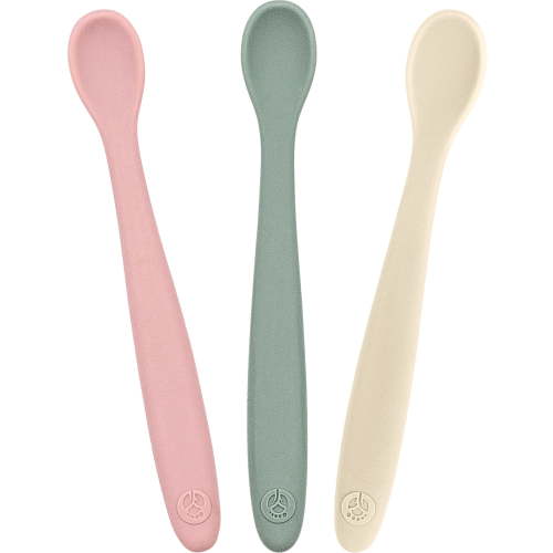 WeeSprout Silicone Baby Spoons, First Stage Infant Feeding Utensils with Soft-Tip, Set of 3