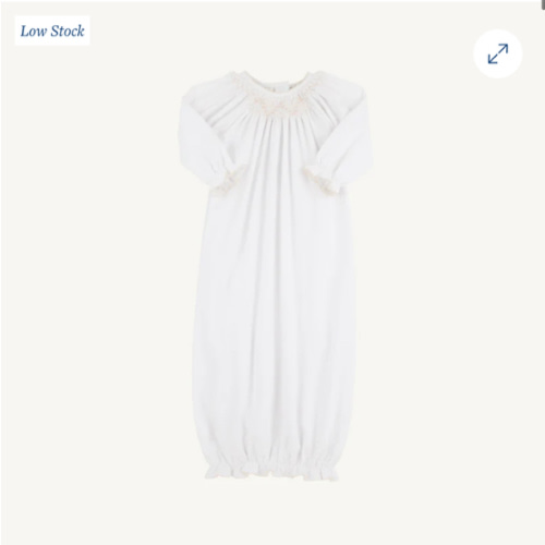 Sweetly Smocked Greeting Gown (Unisex) - Worth Avenue White with Palme