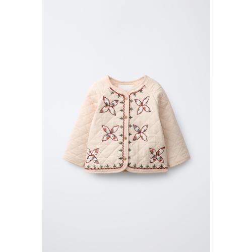 EMBROIDERED PUFFER JACKET - Beige-pink | ZARA Canada