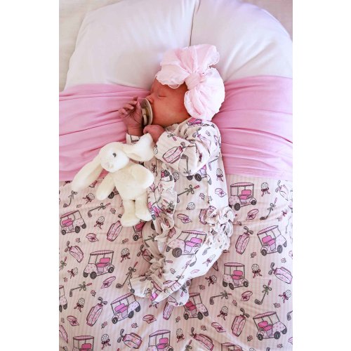 Ruffle Bamboo Zipper Footie | Caddie Crew Pink