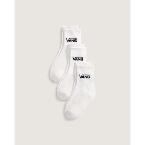Kids Classic Crew Socks 3-Pack in White | Vans