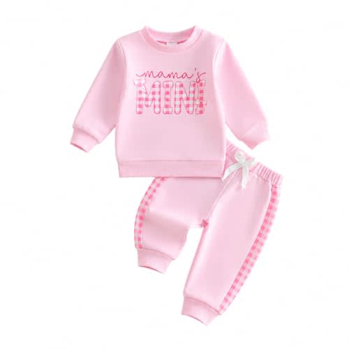 Kupretty Baby Girl Clothes Mama's Mini Sweatshirt Pants Set | Toddler Fall Winter Clothes 3 6 12 18 24 Months 2T 3T Girls Clothing Set Mommy and Me Outfits Long Sleeve Pullover & Joggers
