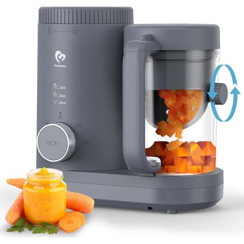 Baby Food Maker Bellababy Baby Food Processor, Puree Blender Steamer with Reversible Steam Basket, One Button Easy Operation & Large Opening for Easy Cleaning