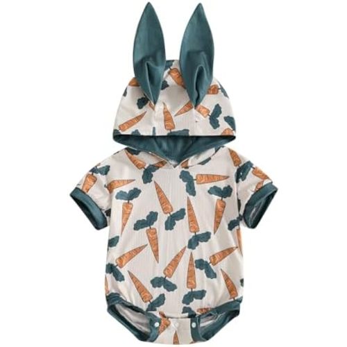 Baby Boy Easter Outfit 0-18 Months Newborn Bunny Romper Short Sleeve Hoodie Infant Spring Rabbit Clothes for kids