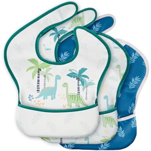 3-Pack Waterproof Baby Bibs for Eating - Mess Proof Lightweight Toddler Feeding Bibs with Large Food Catcher