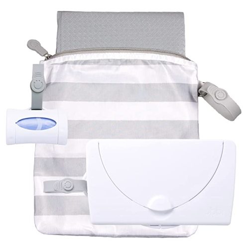 Ubbi On-The-Go Gift Set, Baby Essentials, Includes Portable Changing Pad, Wipe Dispenser, and Bag Dispenser, Newborn Baby Essential