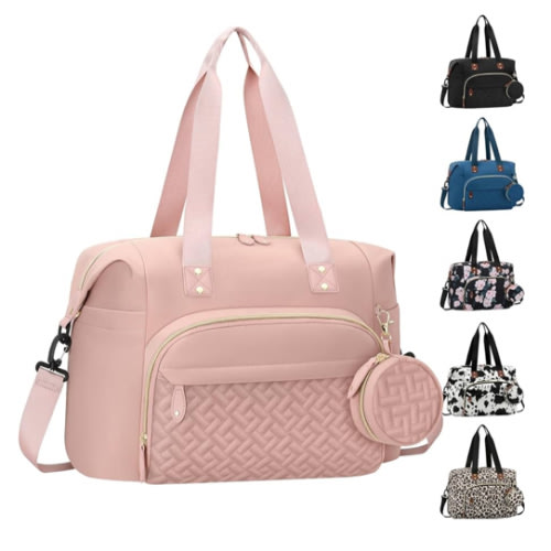 Diaper Bag Tote, Baby Bag Travel Diaper Tote Bag with Pacifier Case, Cute Maternity Hospital Baby Stylish Diaper Tote for Mom Dad Pink