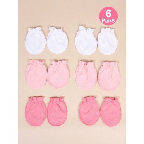 6 Pairs Newborn Baby Solid Color Mittens, Pink, Scratch-Proof, Suitable For All Seasons, Soft And Comfortable, Very Friendly To Baby Skin, Full Finger Design For Baby Girls | SHEIN USA