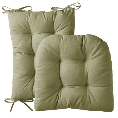 Rocking Chair Cushion 2 Piece Tufted Non Slip Set of Upper and Lower Cushions, Sage