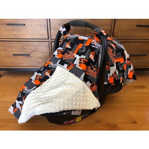 Reversible Infant Car Seat Canopy Cover Blanket Boy/Girl MLB Baseball Fabric Various Teams Orioles, Yankees, Red Sox, Phillies, etc