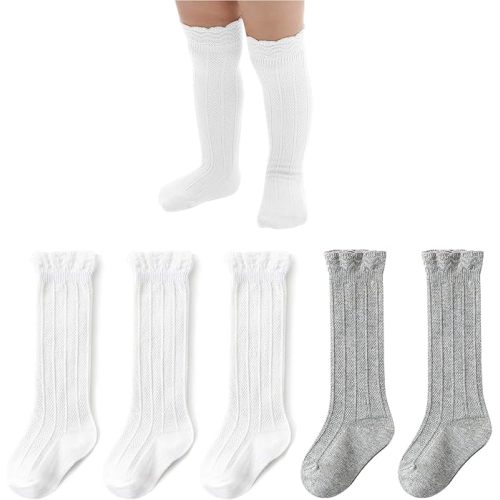 American Trends Baby Knee High Socks - Girls & Boys Newborn to Toddlers - Ruffled Tube Socks
