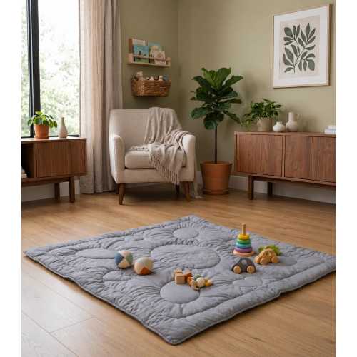 Handmade Merino Wool Baby Play Mat,Organic Cotton Baby Floor Cushion,Non Toxic Nursery Rug,Breathable Natural Baby Mat,Montessori Play Space