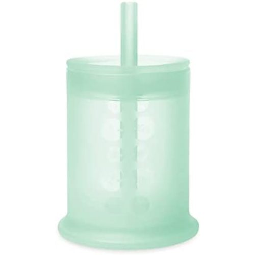 Olababy Silicone Training Cup with Straw Lid |Water Drinking Cup For Babies | 6+ Mo Infant To 12-18 Months Toddler | Sippy Cup For Kids & Smoothie Cup | Baby Led Weaning Supplies & Baby Shower Gifts