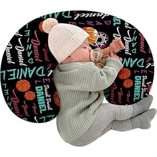 Baby Nursing Pillow Cover - Personalized Name Basketball Theme Breastfeeding U-Shaped for Bottle Feeding, Ultra Soft Comfortable Breastfeeding Pillow Cover for Infant Baby Boys and Girls