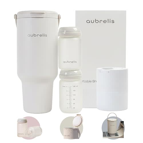 Portable Breast Milk Cooler 17oz with 2 Glass Baby Bottles, 24H Cooling No Ice Needed, Travel Essentials for Pumping Moms, Newborn Essentials Must Have, Coconut Milk Color
