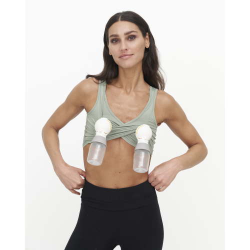 Larken X Hands-Free Pumping Bra & Nursing Bralette with no Clasps, Sage