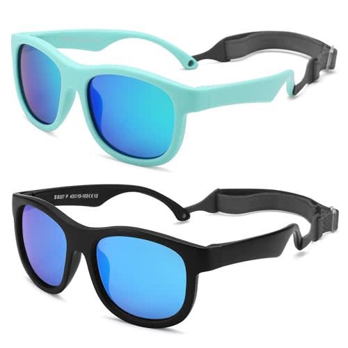 LIU·WEN Cute Polarized Baby Sunglasses with Strap - Flexible Frame for Toddler Newborn Infant 0-24 Months