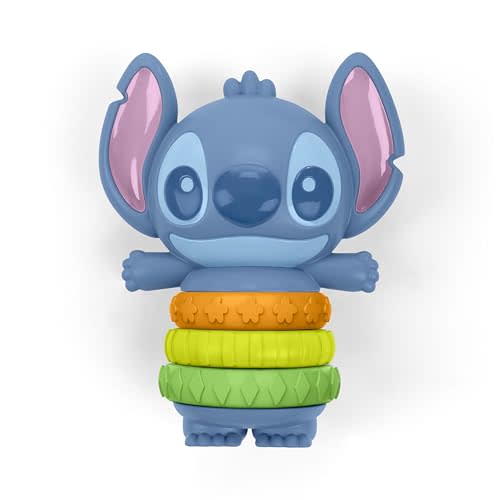 Disney Baby Stitch Twist-a-Stitch Fidget Toy by Bright Starts with Textured Rings and Rattle Beads, On The Go Toy for Newborns & Up