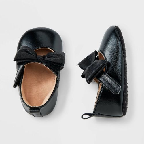 Baby Girls' Bow Dress Flat Shoes - Cat & Jack™ Black 9-12m