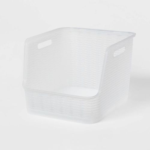 Wave Open Front Bin Translucent - Brightroom™: Stackable, 21L, Clear, 13" Cube Storage Compatible