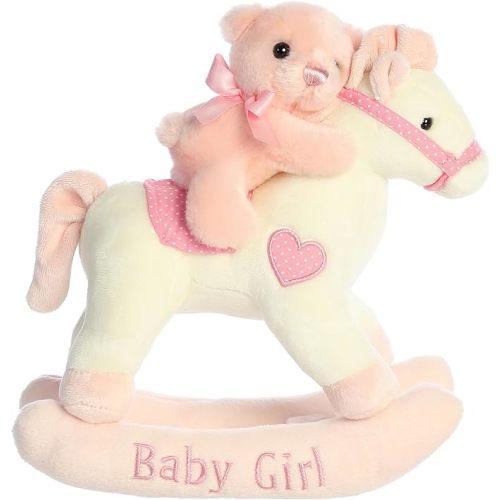 Aurora® Melodious Musicals! Baby Girl Rocking Horse™ Baby Stuffed Animal - Musical Entertainment - Engaging Play - Pink 11 Inches