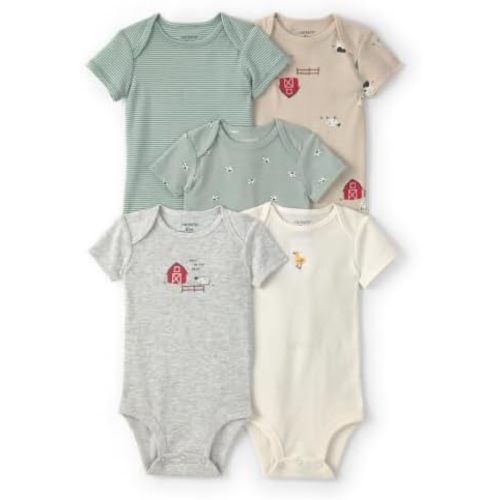 Carter's Baby Boys' 4-pack Short Sleeve Bodysuits Multi Transportation, Newborn