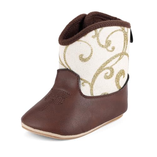 MK MATT KEELY Leather Western Boots Cowboy Bootie Soft Sole Non-Slip Crib Shoes for Baby Infant Toddler Girls Boys Newborn
