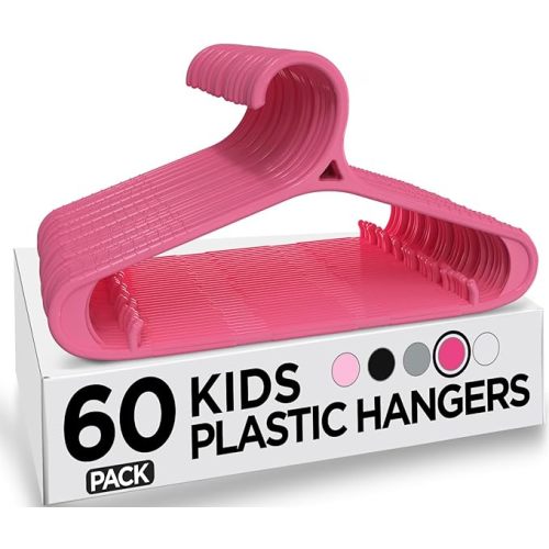 Utopia Home Kids Hangers - 11 Inch Plastic Baby Hangers for Closet - Infant or Childrens Hangers for Clothes 60 Pack (Pink)