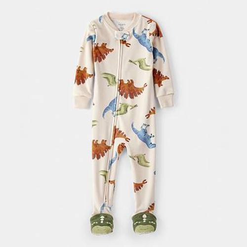 Baby & Toddler Boy Carter's Dinosaur Print Fleece Loose Fit 2-Way Zip Footed Pajamas