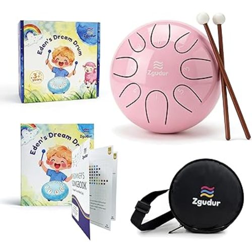 Children's music creation: percussion drums steel tongue drums rain drums music enlightenment Suitable for ages3+ Companion musical instruments as alternatives to toys(Pink, 8 Note 6 Inch)
