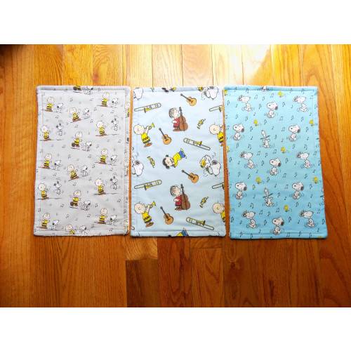 Set of 3 Peanuts and Snoopy Burp Cloths