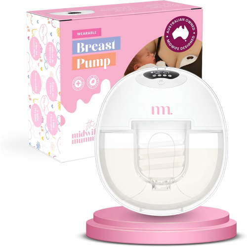 The Midwife Mumma Wearable Breast Pump, 4 Modes, 12 Levels, 24/21/19mm Flange Sizes, Strong Suction, 180ml