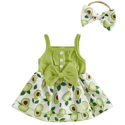 Mubineo Baby Girl Summer Clothes Cute Sleeveless Dress Fruit Print Strap Romper Outfits Princess Newborn Skirt Outfit
