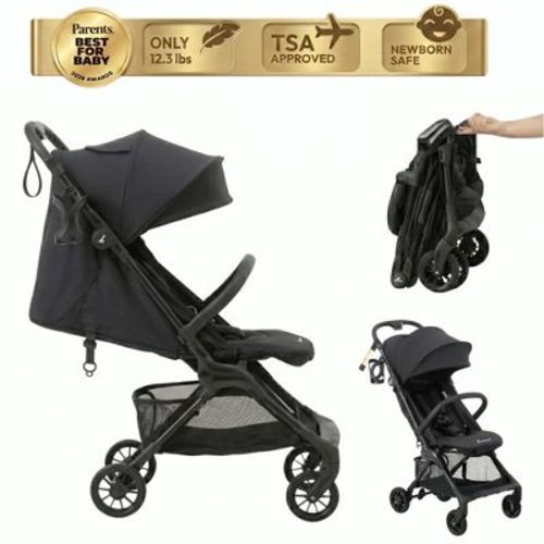 BabbleRoo HopLite Ultralight Compact Lightweight Baby Stroller For Airplane – Travel Stroller for Newborn from Birth to 55 lbs, Jetblack