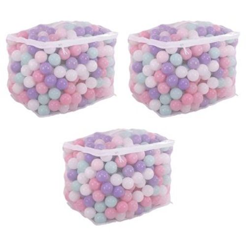 BalanceFrom 2.3 Inch 400 Crush Proof Play Pit Balls with Reusable Mesh Storage Bag for Playpens, Bounce Houses, and Kiddie Pools, 3 Pack