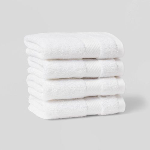 4pc Performance Plus Washcloths White - Threshold™: Cotton Terry, Fade-Resistant, Machine Washable