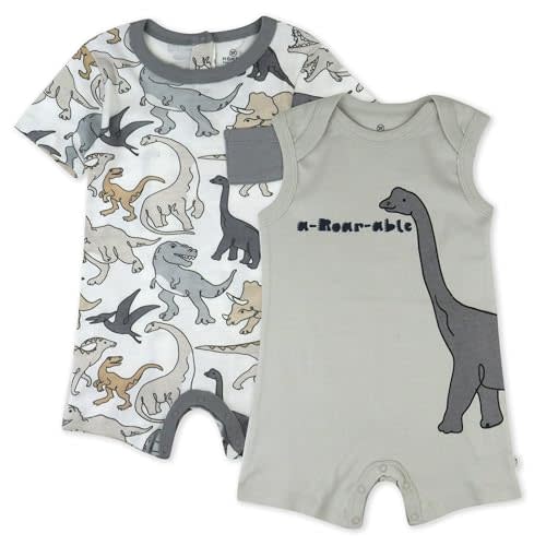 HonestBaby Short Sleeve and Tank Romper 100% Organic Cotton for Infant Baby and Toddler Boys
