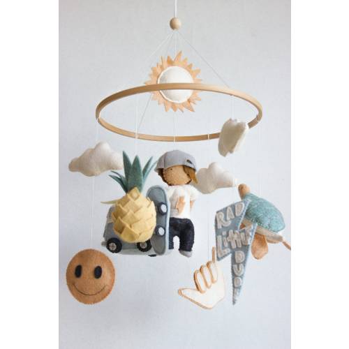 Skateboard baby mobile, skater baby mobile, rad little dude mobile, skateboard baby shower