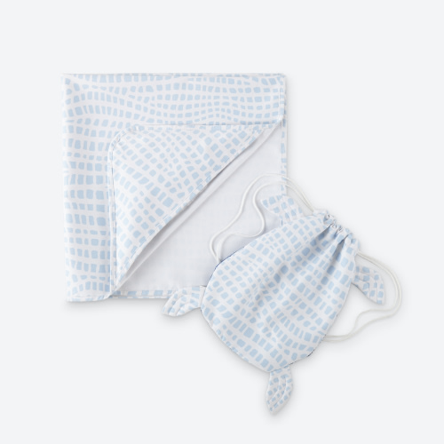 Kids Hooded Beach Towel with Drawstring Bag - turtle