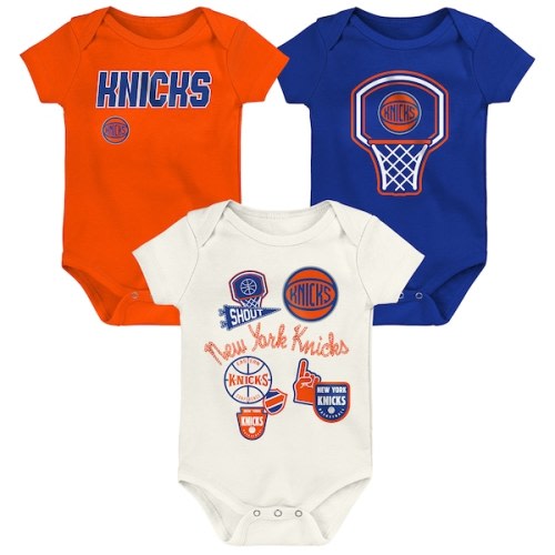 Newborn New York Knicks Outerstuff Three-Pack Littlest Player Bodysuit Set