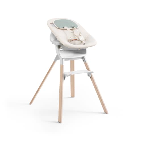 Stokke Clikk High Chair, White with Newborn Set, Cloud Grey