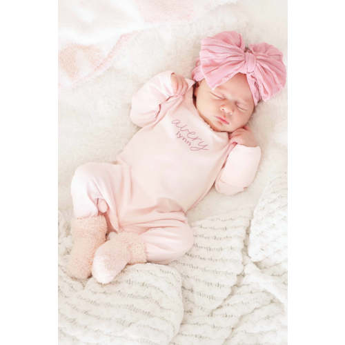 Personalized Full Length Snap Romper | Blush