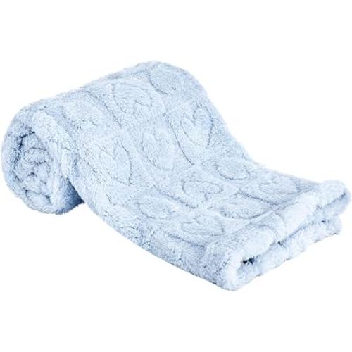 Yurhap Heart Baby Blanket, Love Plush Fleece Baby Blankets for Boys Girls | Soft Sherpa Baby Boy Blankets for Infant Toddler Newborn Gifts, Fluffy Baby Essentials, For Crib Stroller, 30"x40", Baby Blue