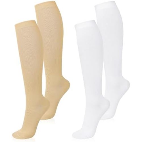 2 Pairs Compression Socks for Women and Men, 15-20 mmhg Support Socks Stockings for Swelling, Running, Flight, Nurse, Flight
