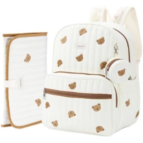 GOBABYMART Large Diaper Bag Backpack with Changing Pad, Insulated Bottle Pockets, Travel & Hospital Bag for Mom & Dad (Large - Beige Bears)