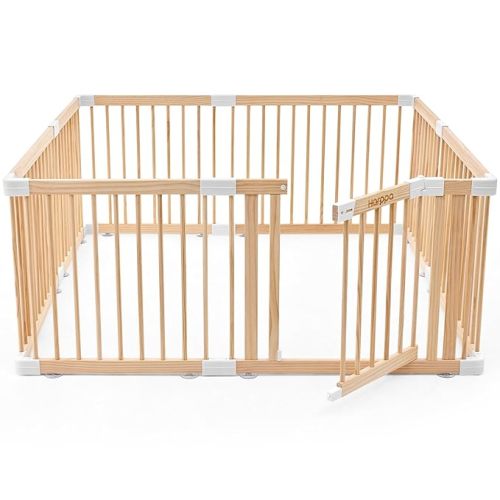 HARPPA Baby Gate Playpen for Babies and Toddlers Wooden Playpen Large Baby Fence Play Yards for Play Area (56x56x24 inches)