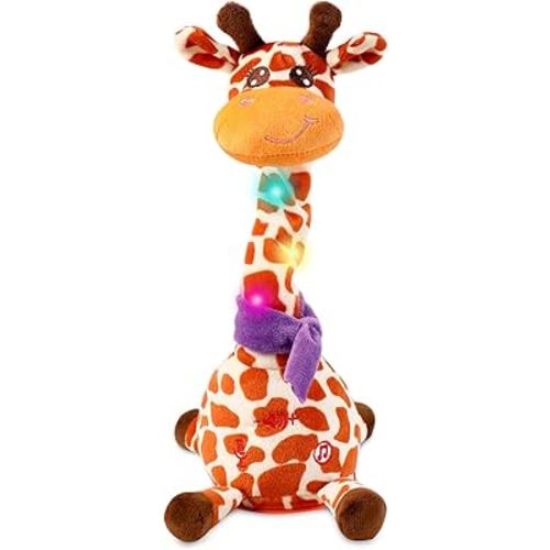 Dancing Talking Giraffe Toy, Stuffed Animal Baby Toy Repeating What You Say, Glowing Musical Electronic Giraffe Gifts for Toddlers 1-3 Years Old (New Giraffe)